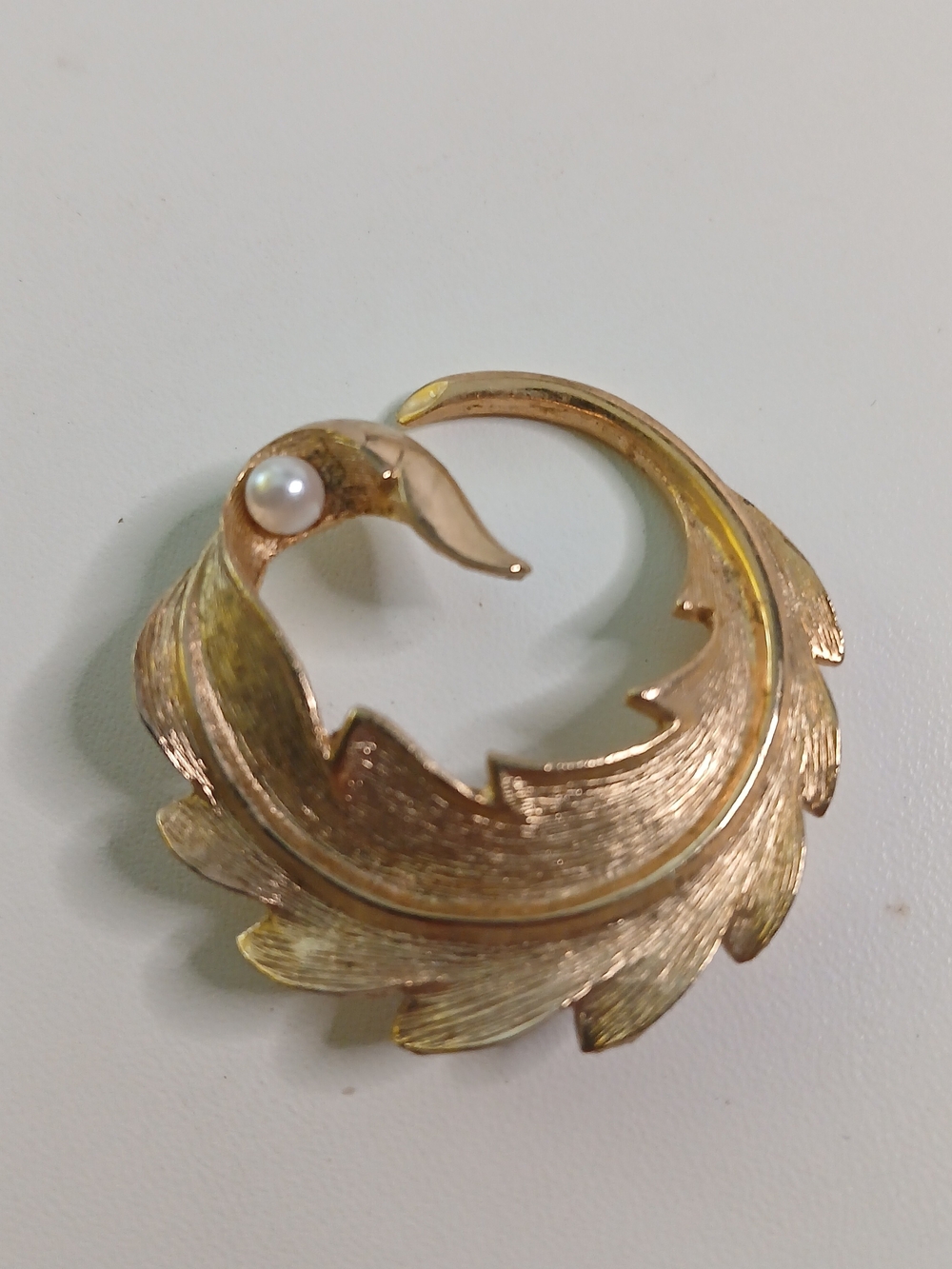 Gold-tone Pearl Accent Swirl Brooch - Women's Jewelry